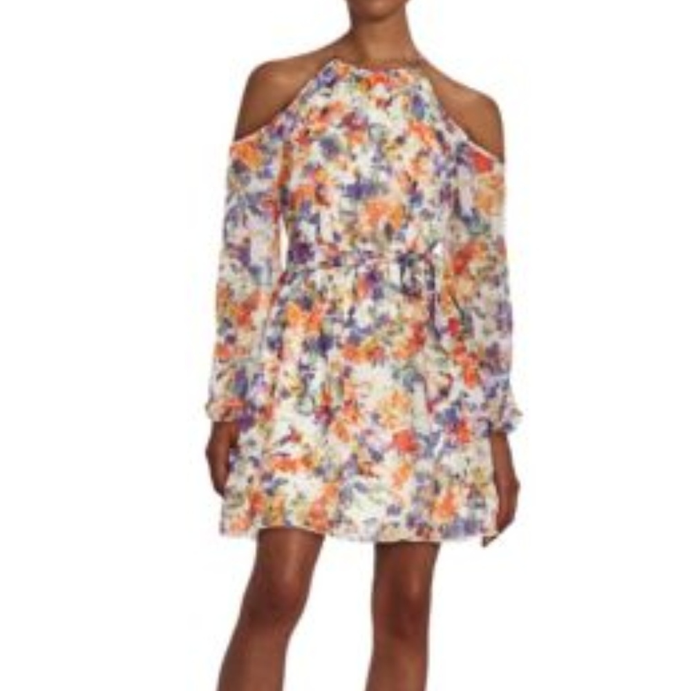 Floral Print Cold-Shoulder Dress